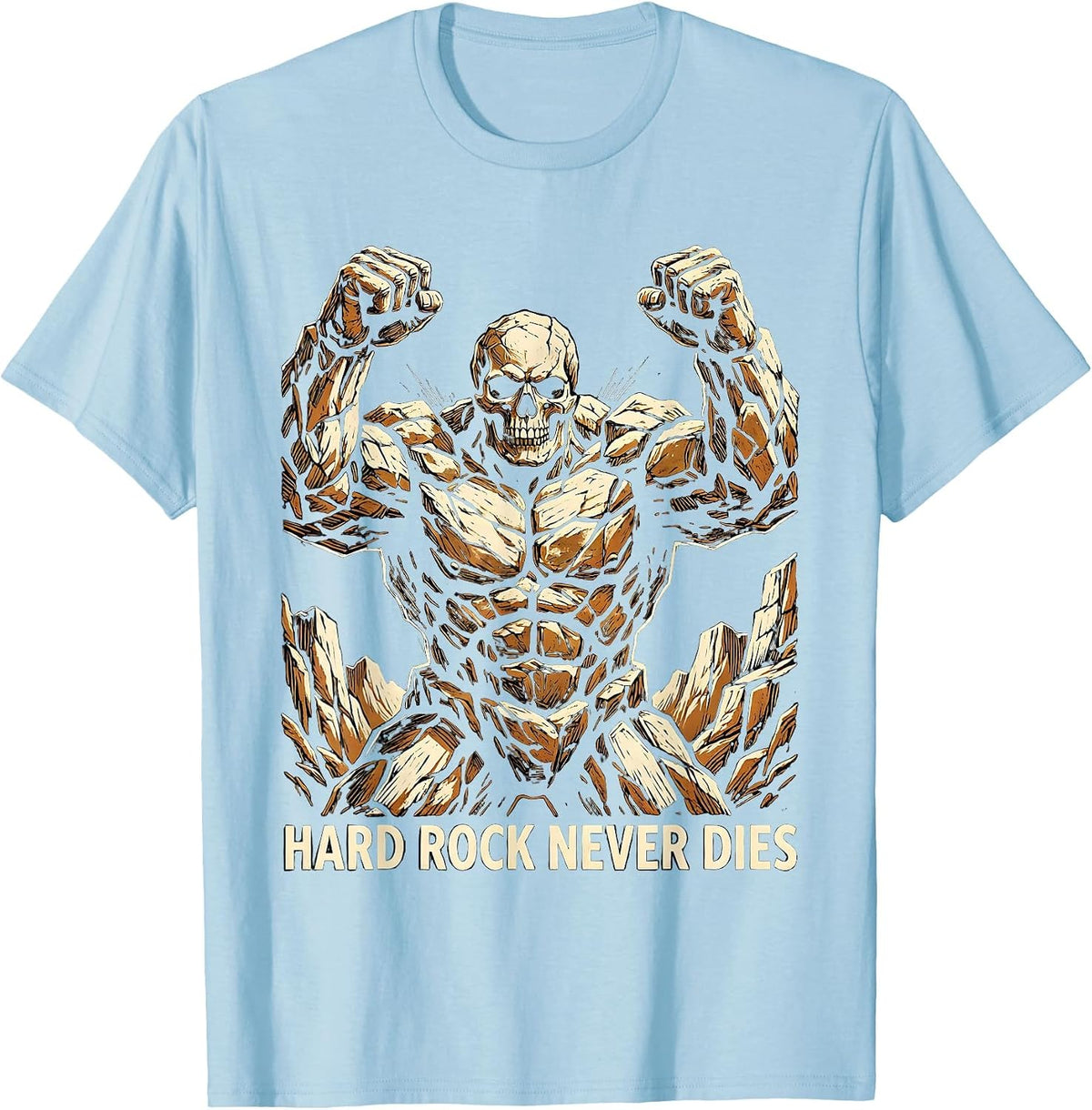Men's Hard Rock Never Dies Bold Rock Music Design T-Shirt - Baby Blue
