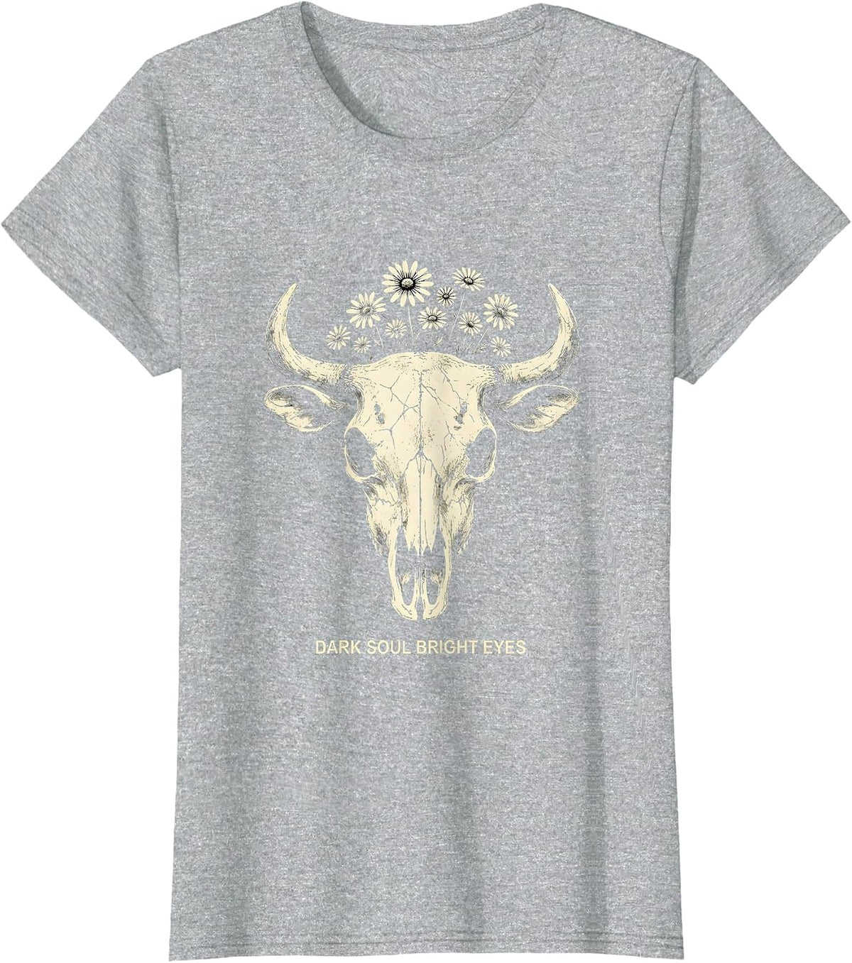 Dark Soul Bright Eyes Goth Aesthetic Design T-Shirt - Heather Grey