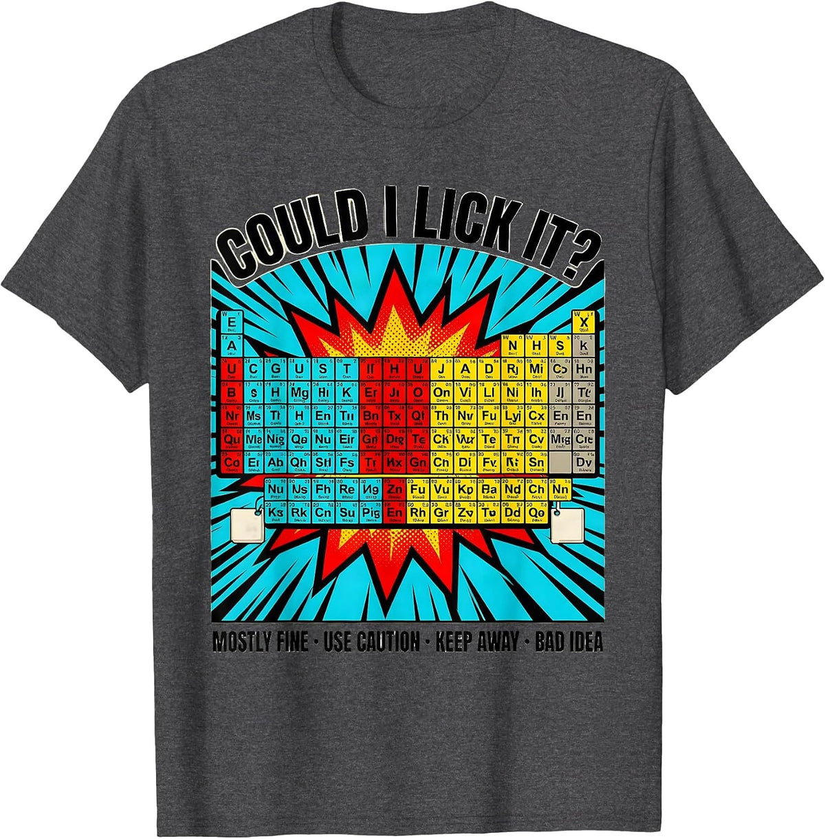 Men's Could I Lick It Periodic Table Science Humor Teacher Gift T-Shirt - Dark Heather Grey