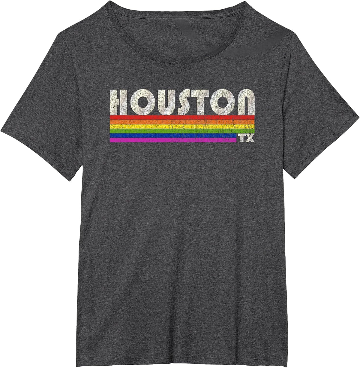 Vintage 80's Style Houston TX Gay Pride Month T-Shirt - Dark Heather Grey