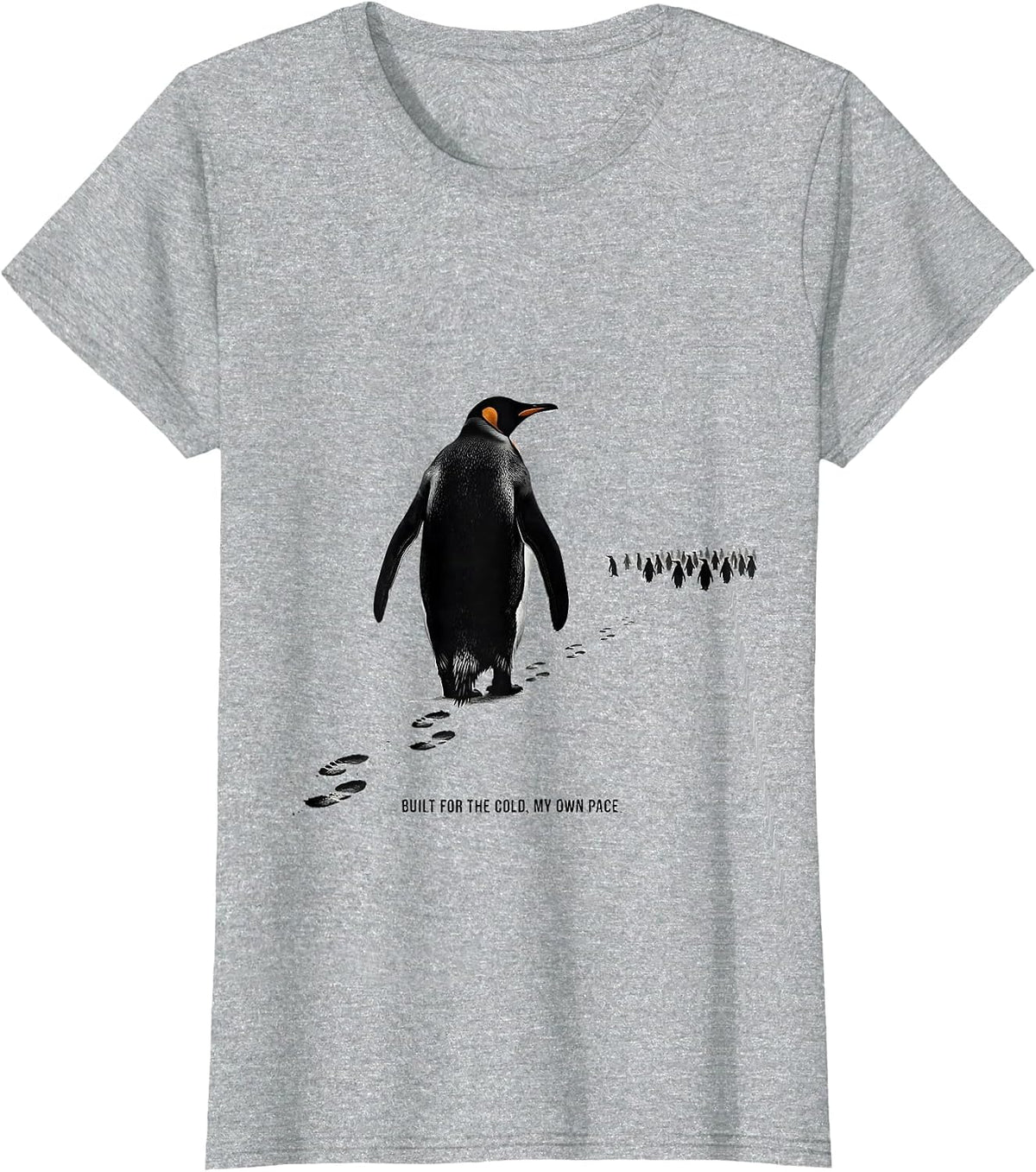 Built For The Cold My Own Pace Funny Penguin Lover Humor T-Shirt - Heather Grey