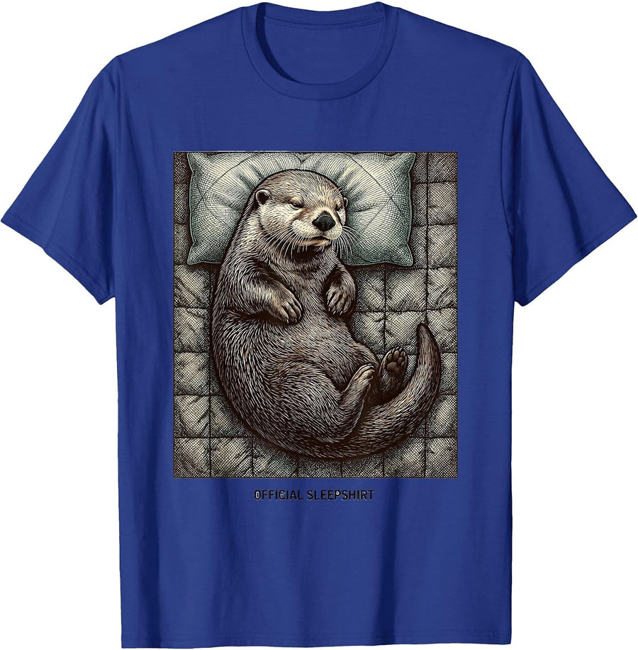 Official Sleepshirt Cozy Sea Otter Animal Lover Nap Lover T-Shirt - Royal Blue