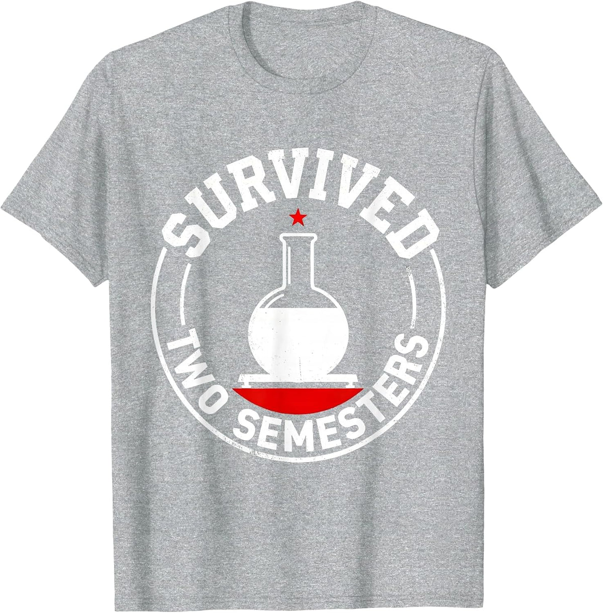 Men's Survived Two Semesters Brutalist Chemistry Pun Science T-Shirt - Heather Grey