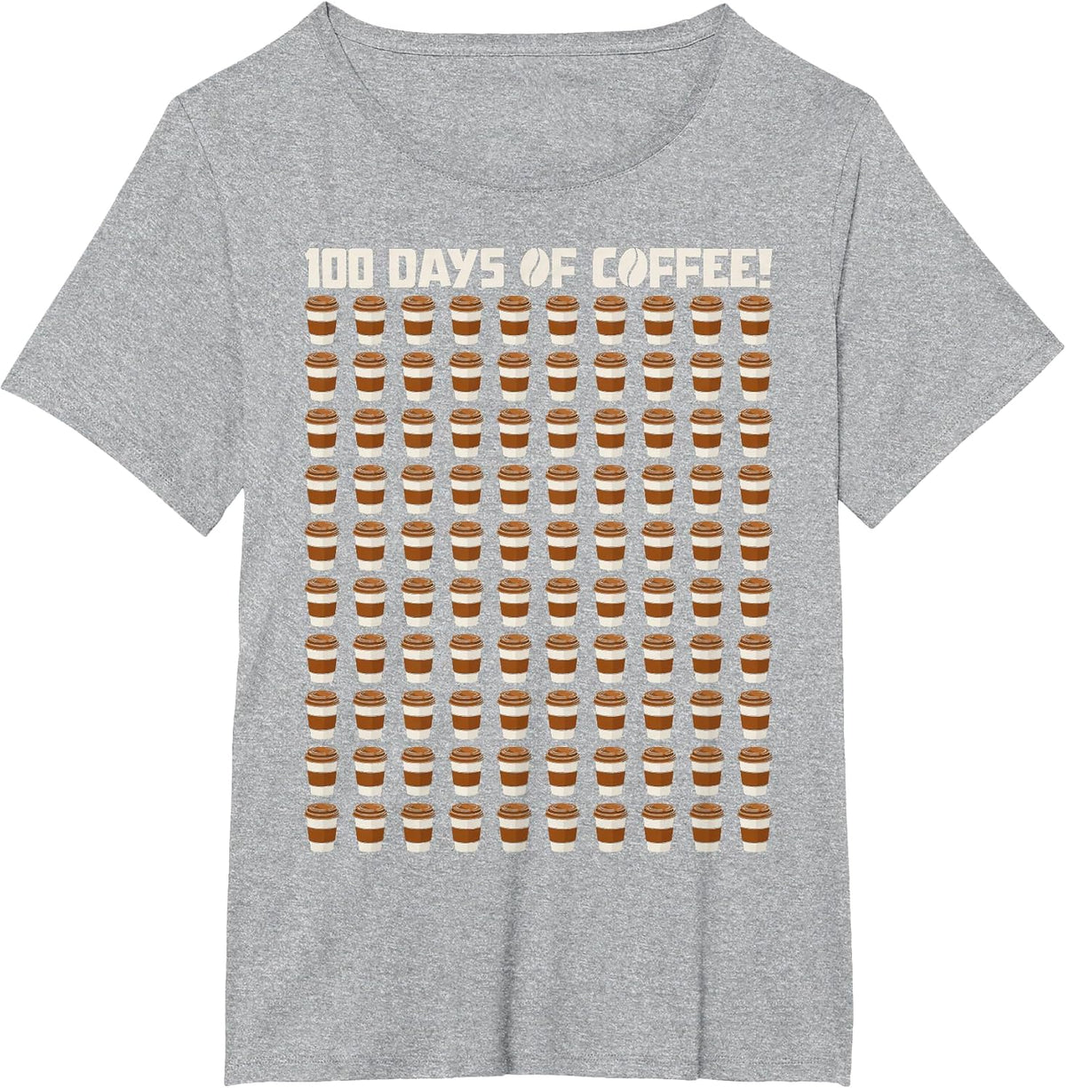 Funny 100 Days of Coffee Teacher Happy 100th Day of School T-Shirt - Heather Grey