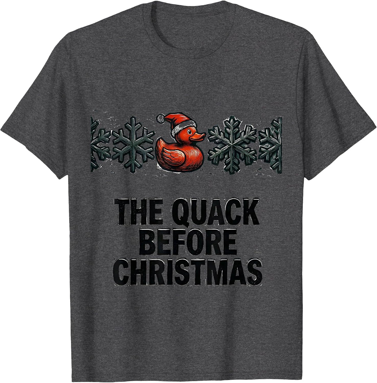 Men's The Quack Before Christmas Linocut Funny Duck Lover Pajama T-Shirt - Dark Heather Grey