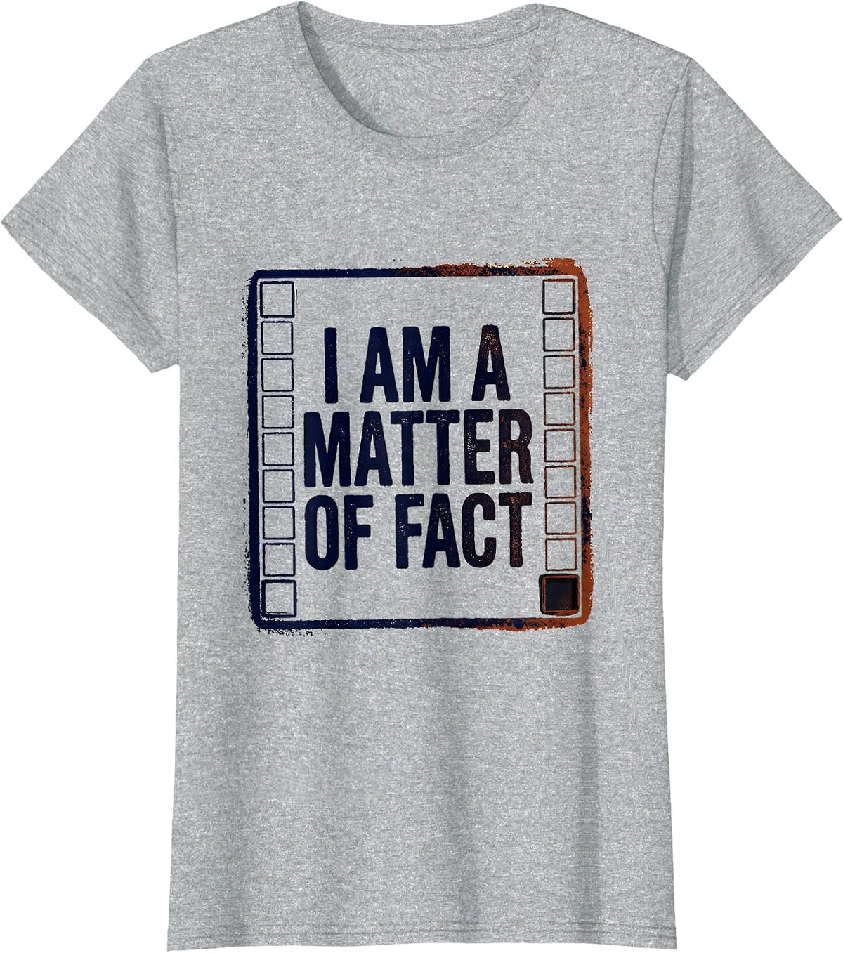 Women's I Am A Matter Of Fact Rubber Stamp Chemistry Pun Humor T-Shirt - Heather Grey
