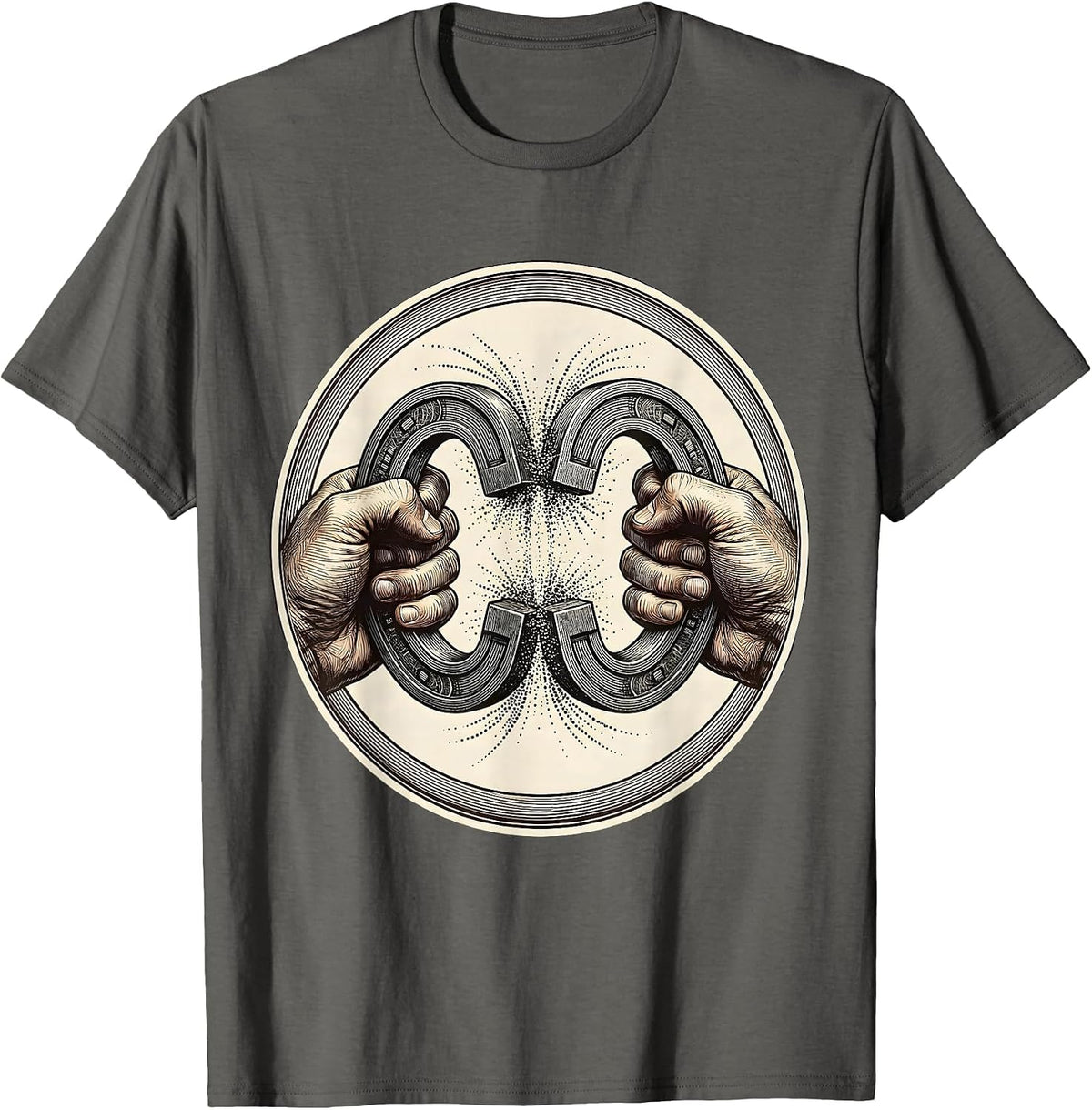 Science Teacher Magnet Illustration Gift T-Shirt - Asphalt Grey
