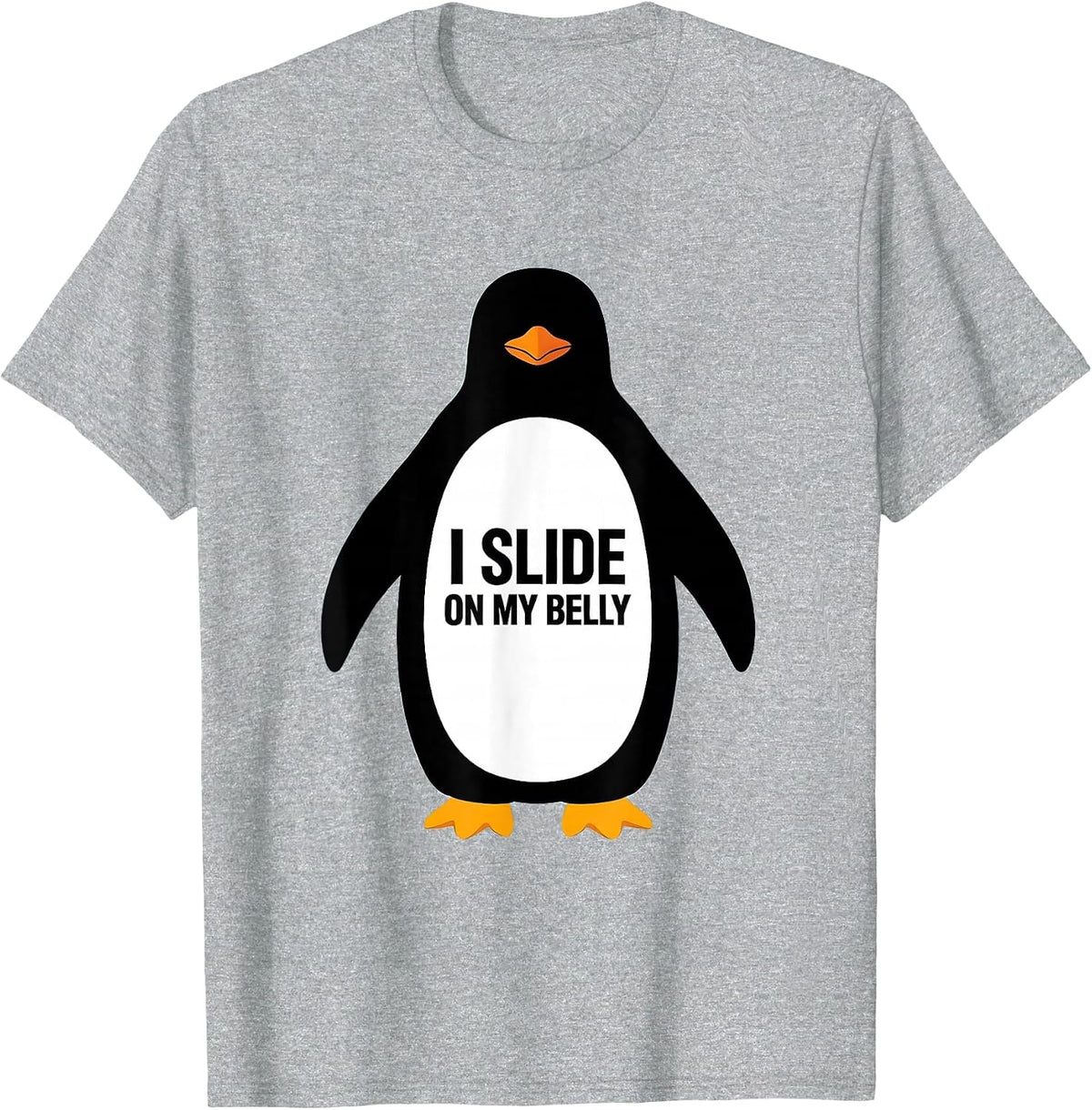 Men's I Slide On My Belly Funny Penguin Lover Costume Humor T-Shirt - Heather Grey