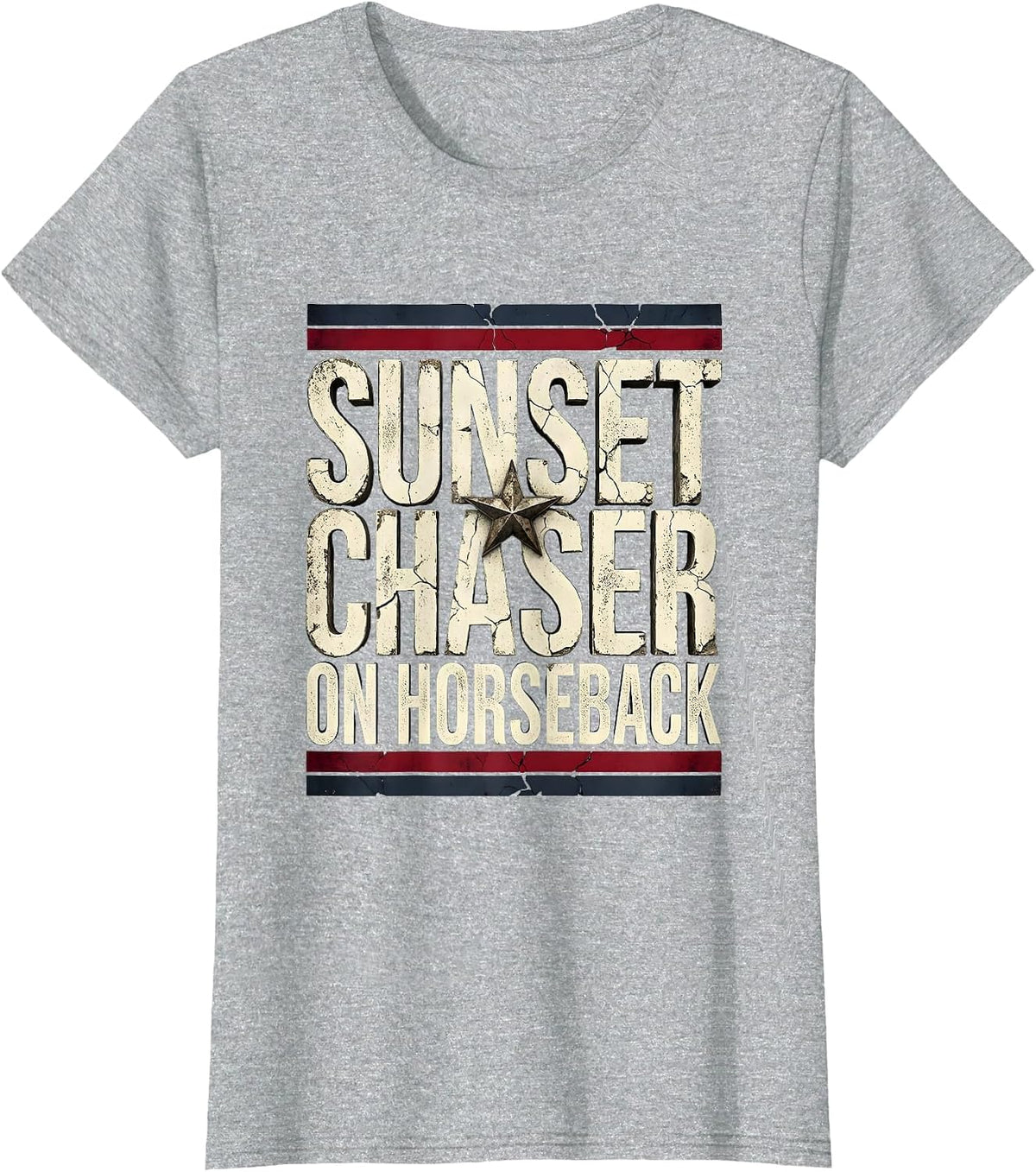 Sunset Chaser On Horseback Cowboy Design T-Shirt - Heather Grey