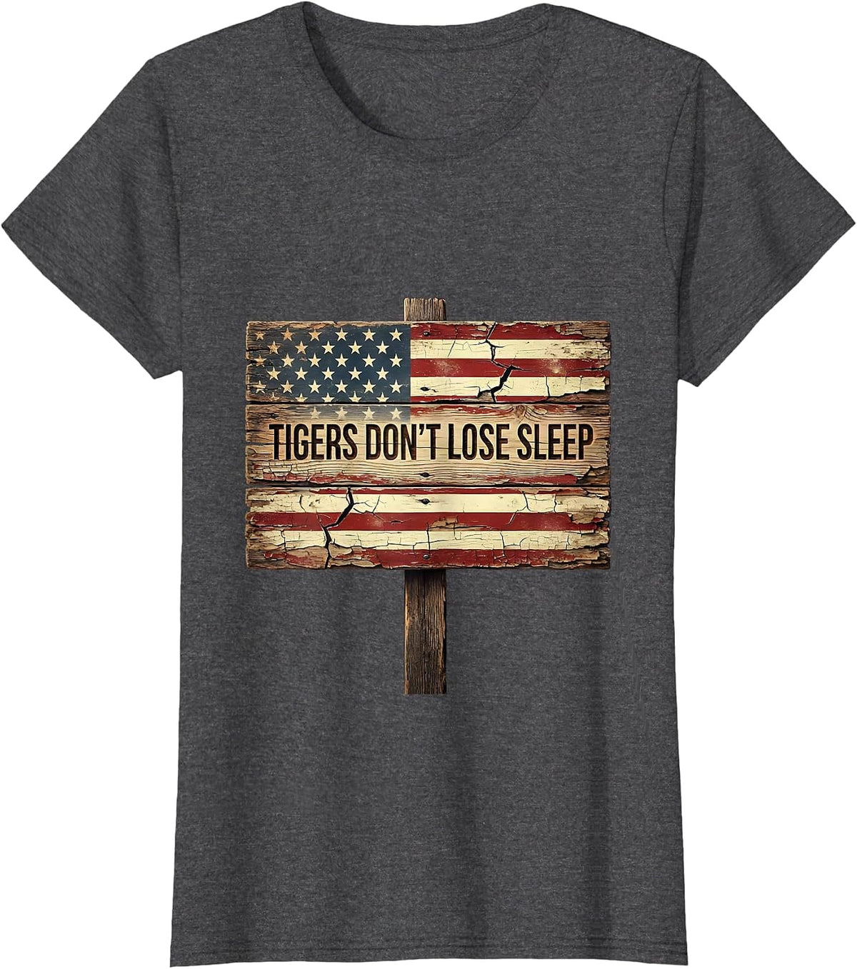 Women's Tigers Don't Lose Sleep Bold Tiger Women Design T-Shirt - Dark Heather Grey