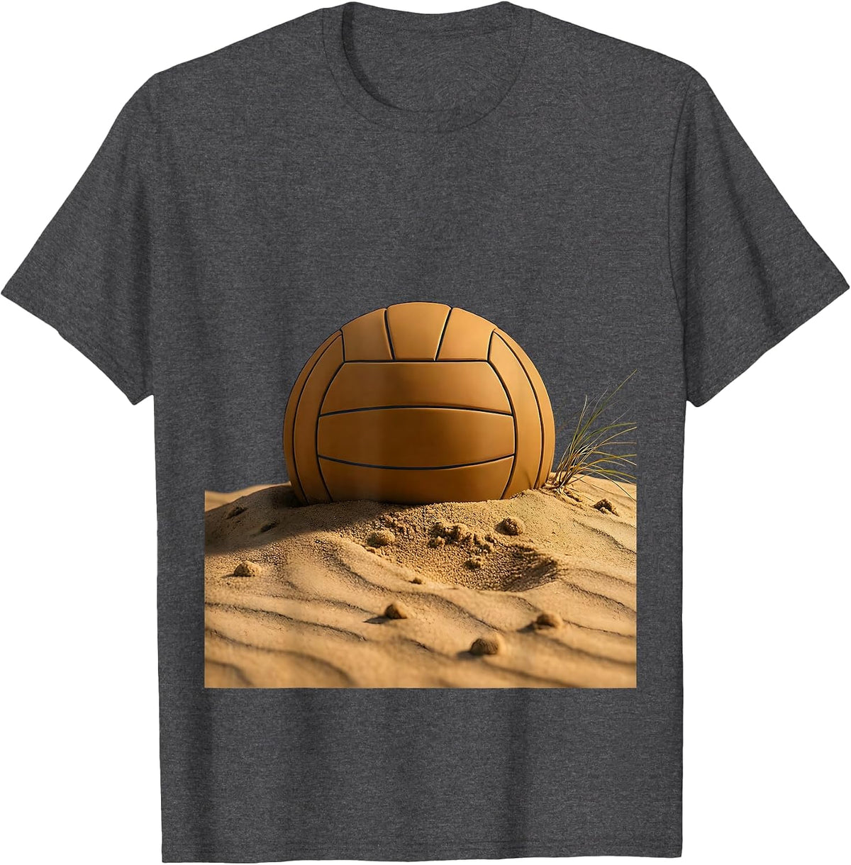 Men's Weathered Volleyball Half-Buried in Beach Sand T-Shirt - Dark Heather Grey