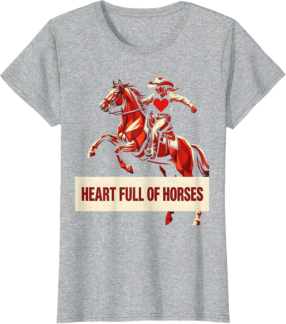 Women's Heart Full of Horses Cowgirl Design T-Shirt - Heather Grey