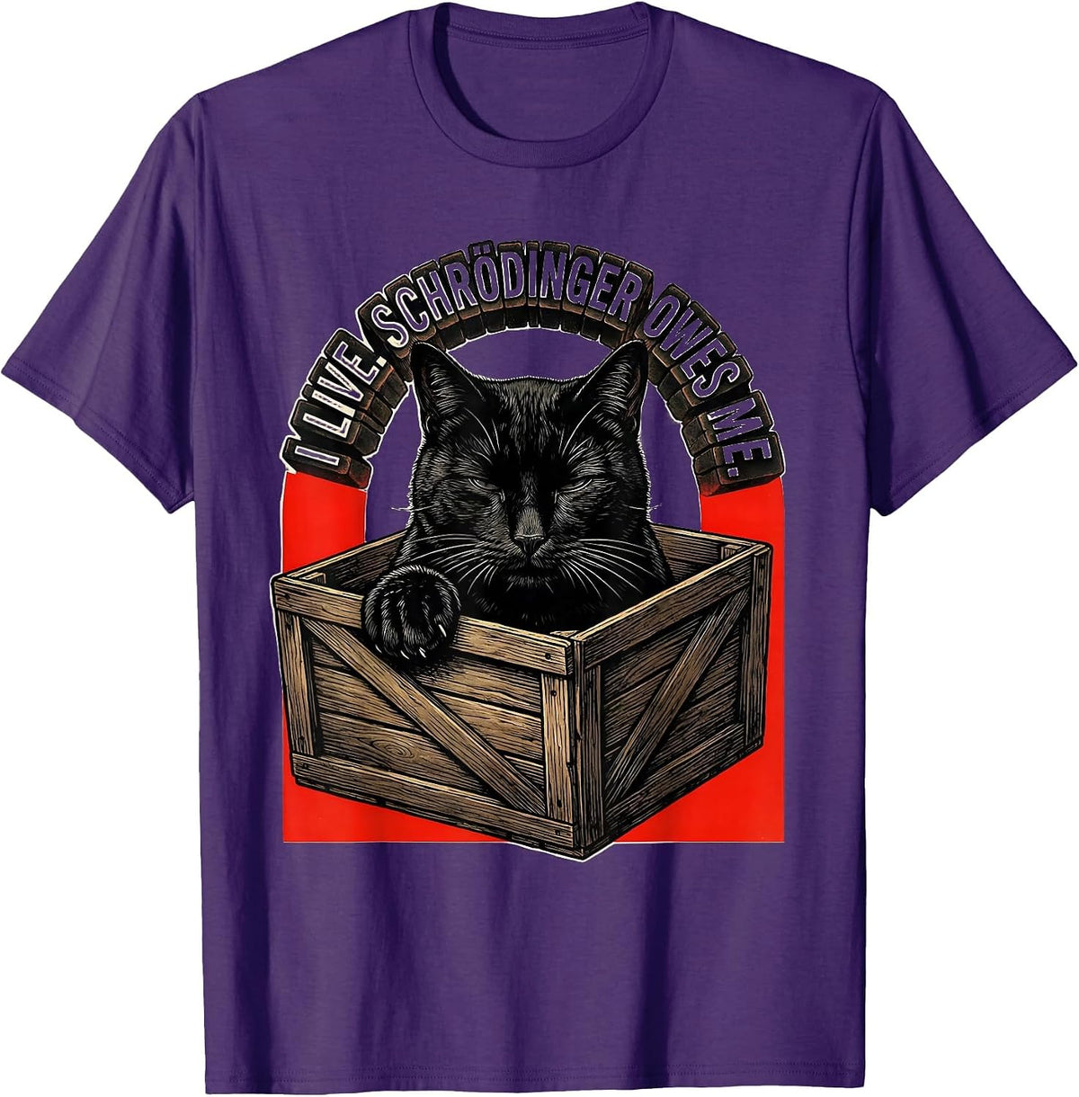 I Live Schrödinger Owes Me Funny Physics Science Enthusiast T-Shirt - Purple