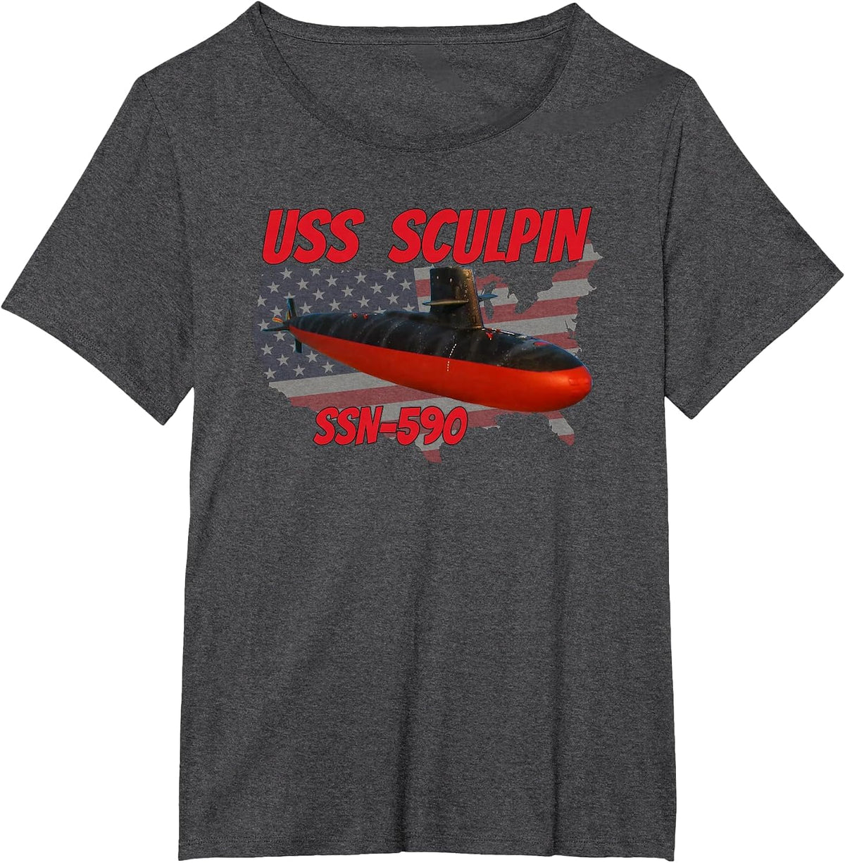 USS Sculpin SSN-590 Submarine Veterans Day Father Grandpa T-Shirt - Dark Heather Grey