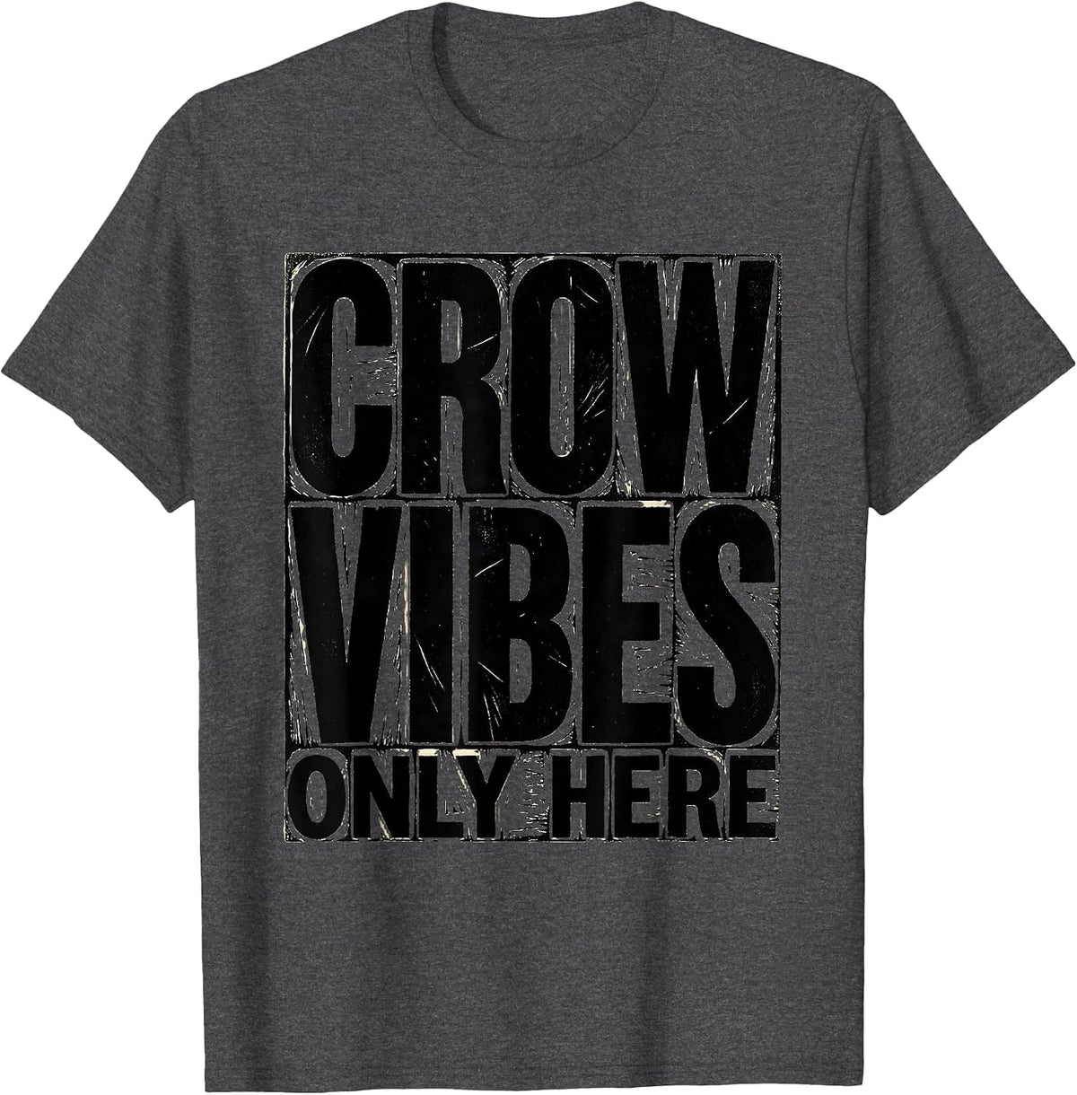 Men's Crow Vibes Only Blackbird Nature Design T-Shirt - Dark Heather Grey