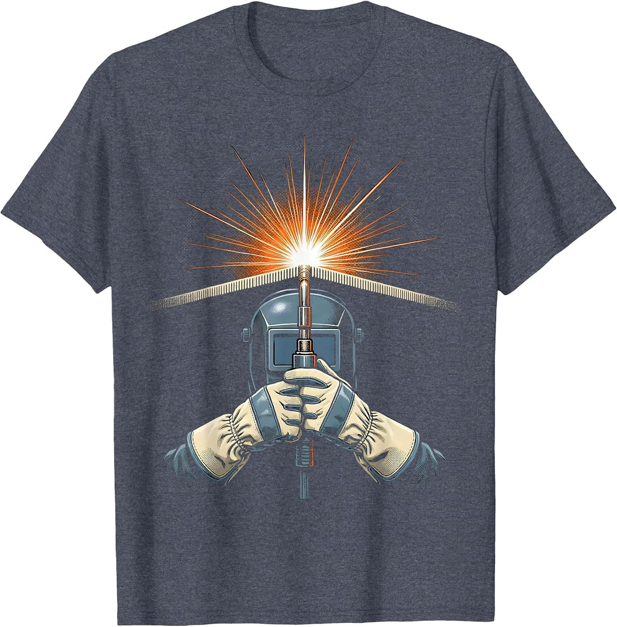 Welding Torch MIG TIG Metal Worker Trade Pride T-Shirt - Heather Blue