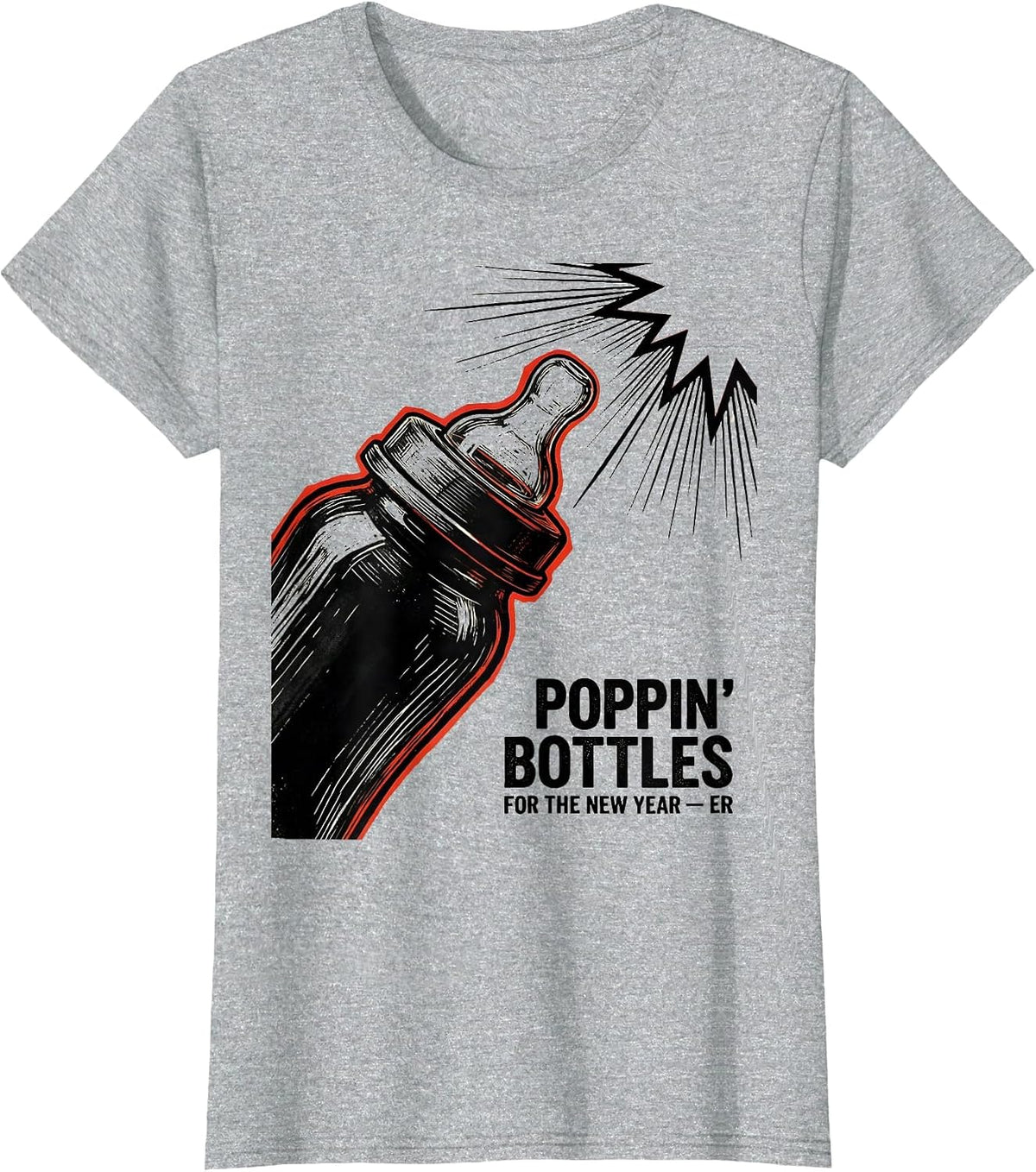 Poppin Bottles For The New Year ER Nurse New Year Eve T-Shirt - Heather Grey