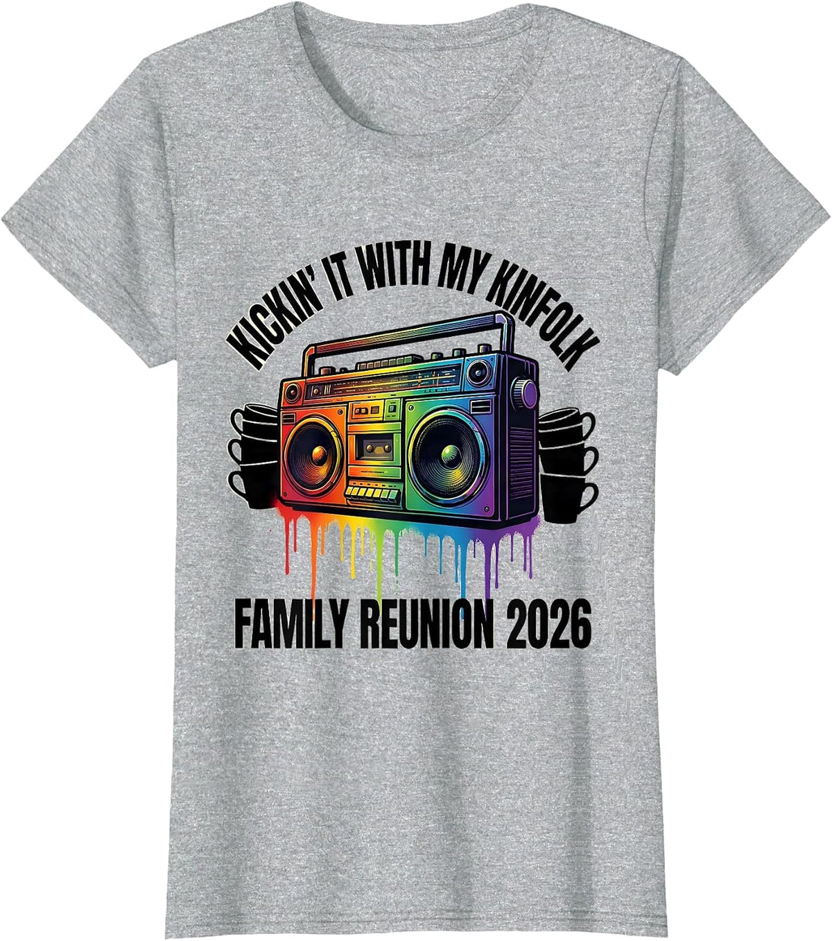 Kickin It With My Kinfolk Family Reunion 2026 T-Shirt - Heather Grey