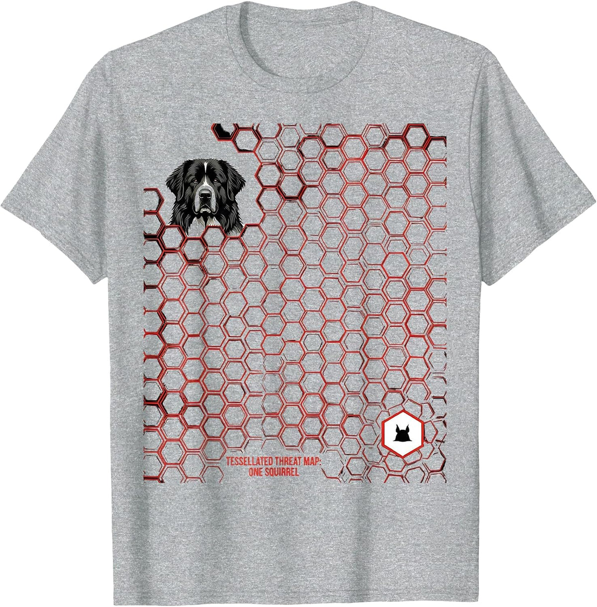 Men's Tessellated Threat Map: One Squirrel Geometric Great T-Shirt - Heather Grey