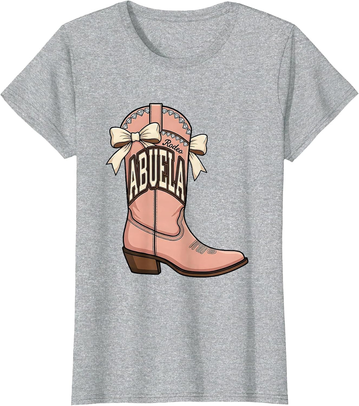 Women's Rodeo Abuela Sparkle Varsity Cowgirl Birthday Party Family T-Shirt - Heather Grey