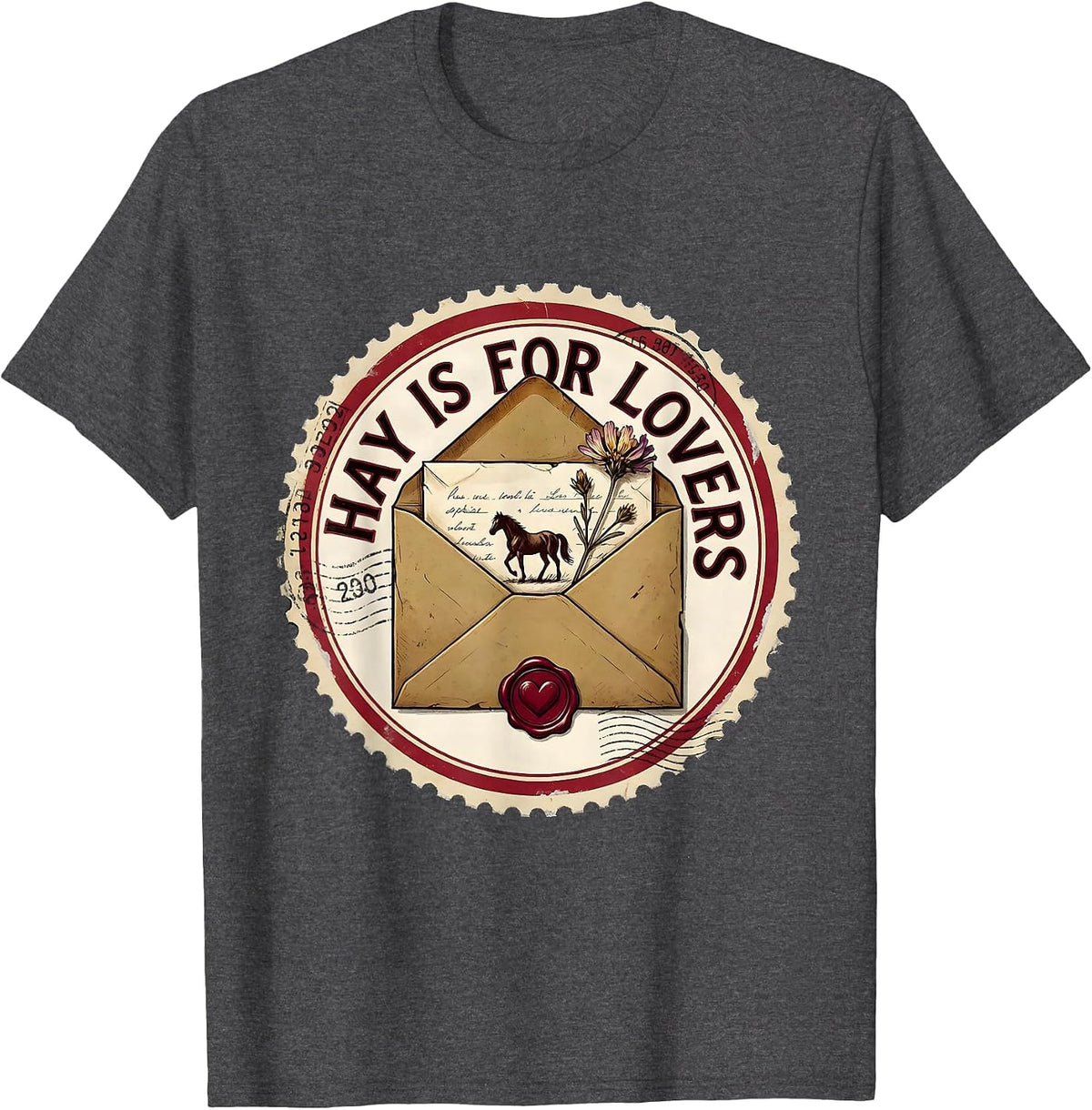 Hay Is For Lovers Equestrian Design T-Shirt - Dark Heather Grey