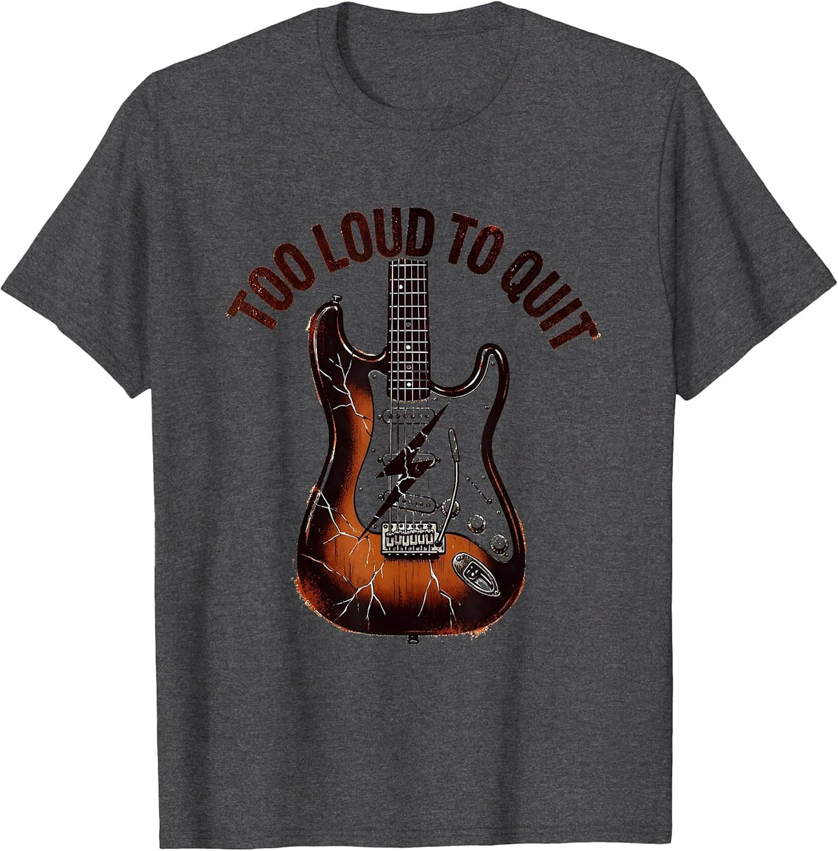 Men's Too Loud To Quit 80s Rock Band Graphic Design T-Shirt - Dark Heather Grey