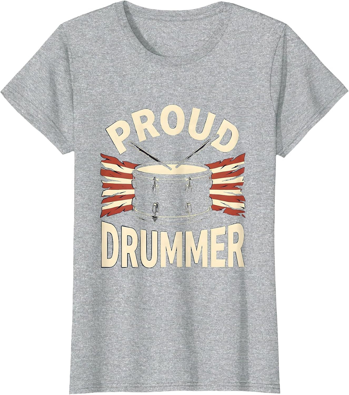 Proud Drummer Silhouette American Flag Patriotic Drummer T-Shirt - Heather Grey