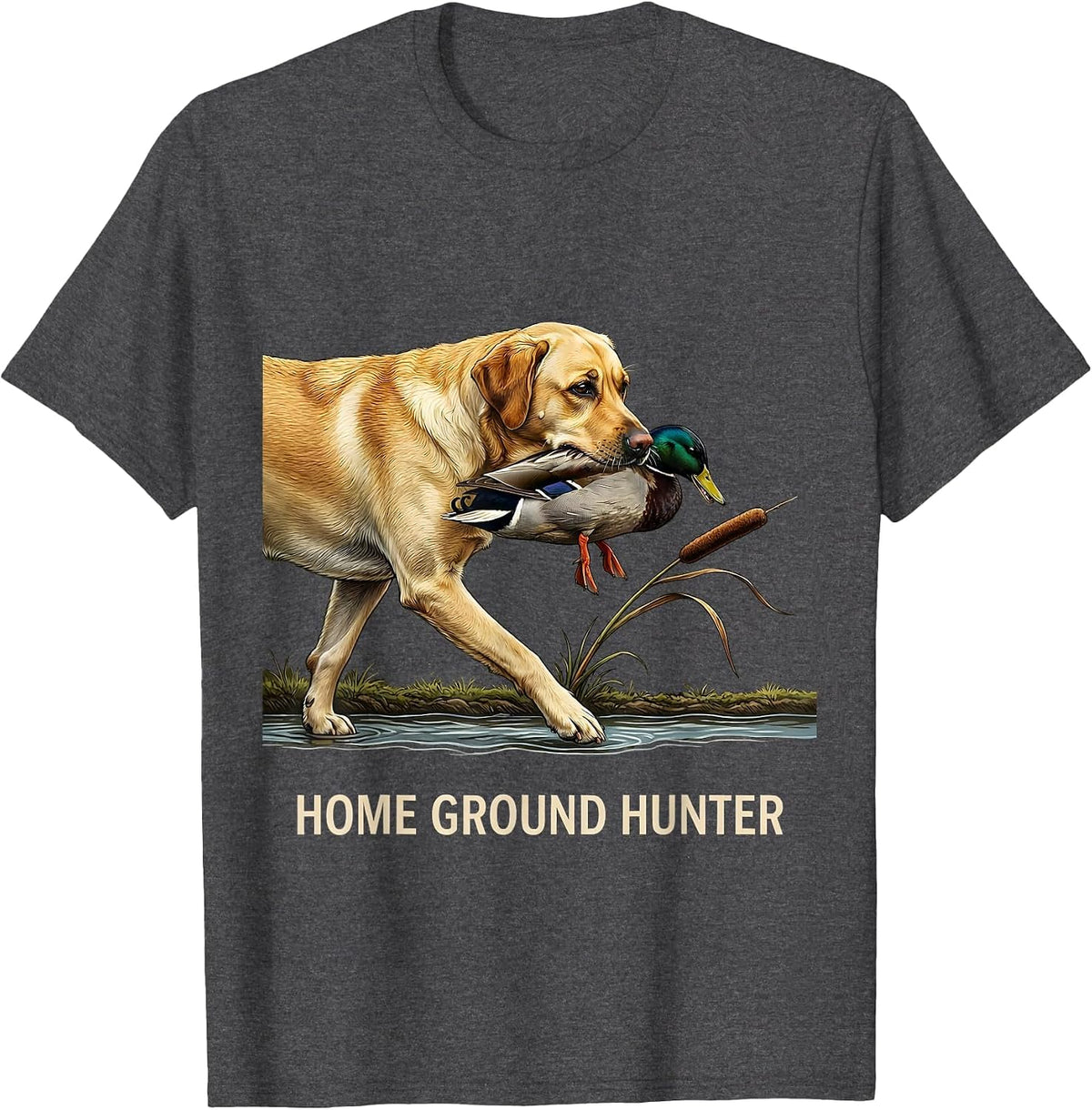 Men's Home Ground Hunter Labrador Retriever Hunting Dog Rural T-Shirt - Dark Heather Grey