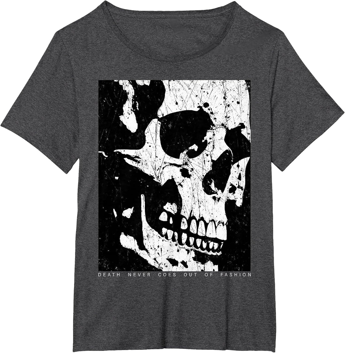 Aesthetic Clothes Vintage Streetwear Fashion Women Men Skull T-Shirt - Dark Heather Grey