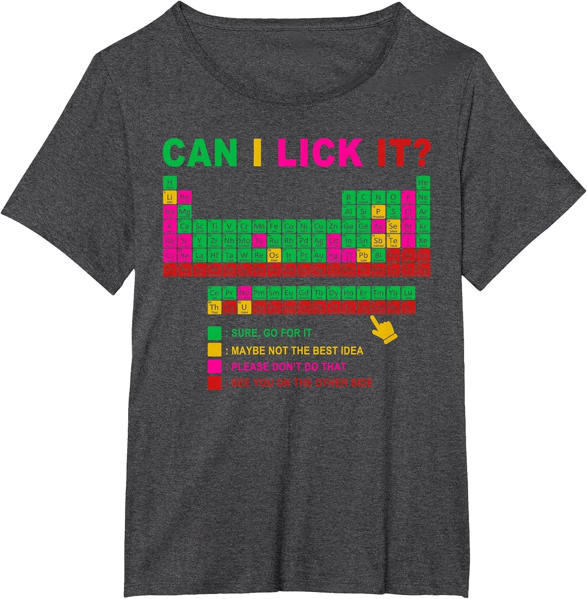Can I Lick It Periodic Table Chart Science Teacher Funny T-Shirt - Dark Heather Grey