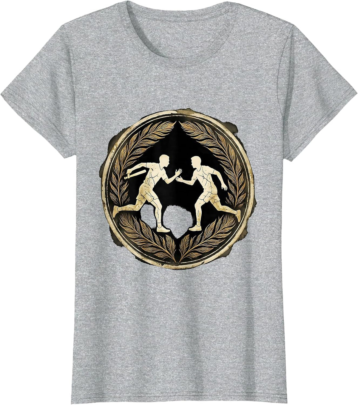 Baton Handoff Sprinters Track and Field Design T-Shirt - Heather Grey