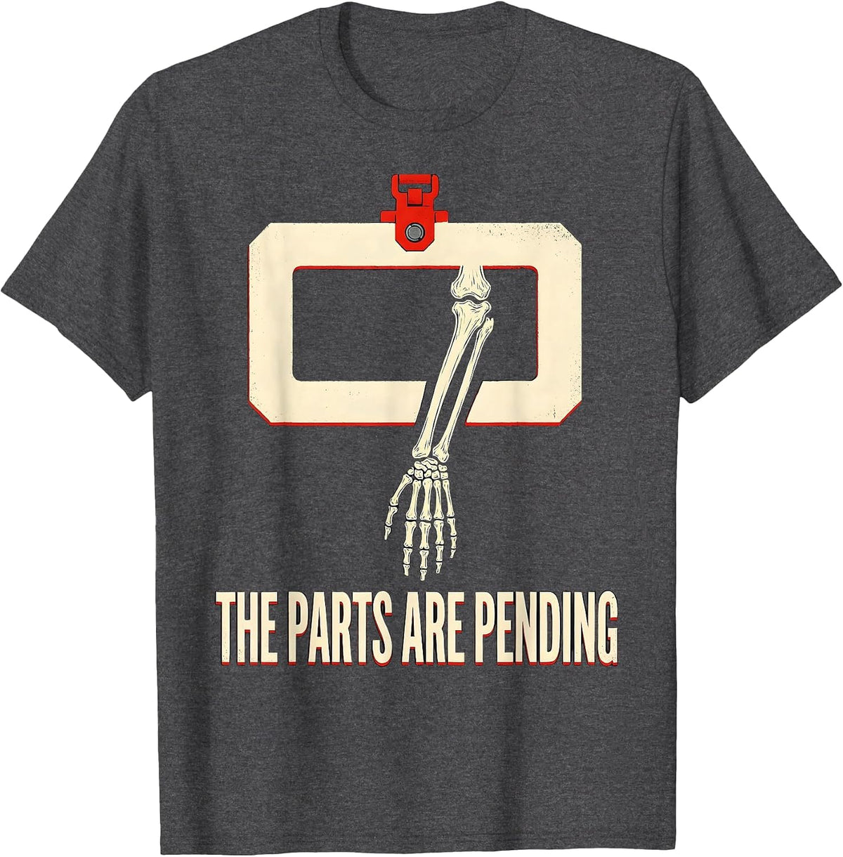 The Parts Are Pending Funny Skeleton Mechanic Auto Repair T-Shirt - Dark Heather Grey
