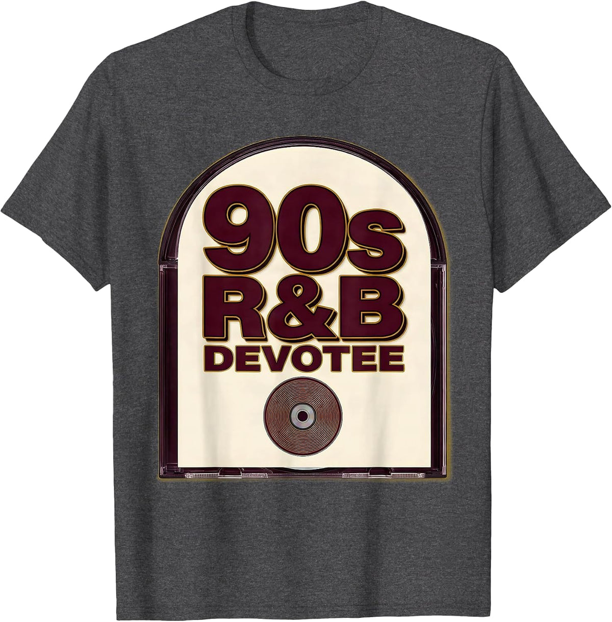 Men's 90s R&B Devotee Retro Music Fan Nostalgia Casual T-Shirt - Dark Heather Grey