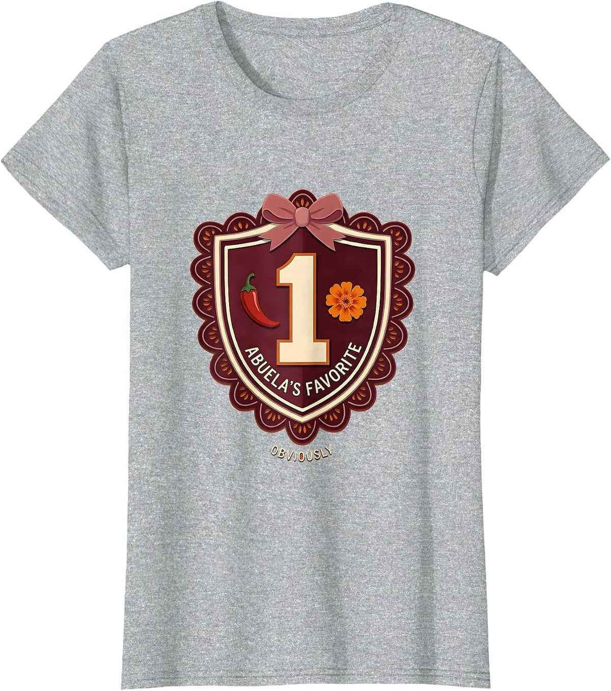 Abuela's Favorite Obviously Mexican Heritage Design T-Shirt - Heather Grey