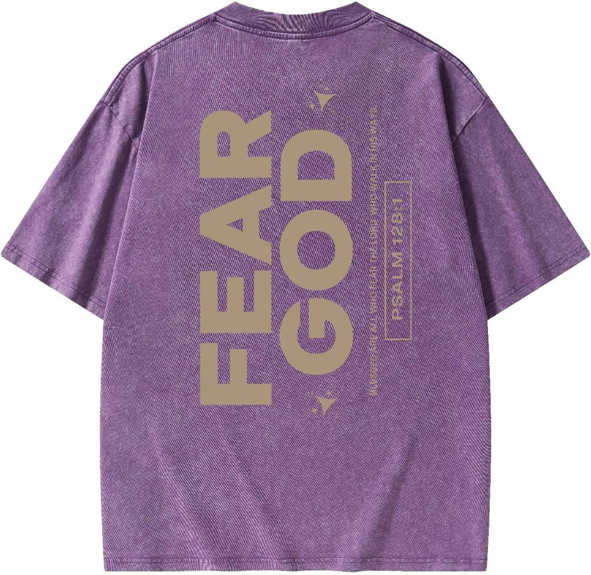 Graphic Tees Summer Women Men Cotton Novelty Oversized Crew Fear God Christian Washed T-Shirt - Purple