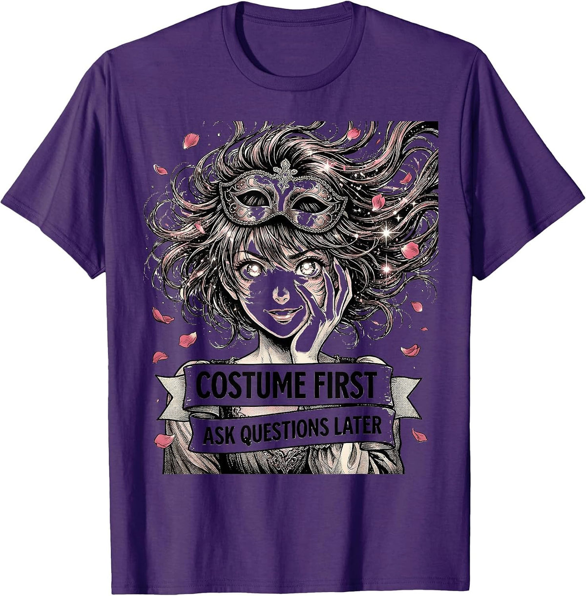 Men's Costume First Ask Questions Later Funny Design T-Shirt - Purple