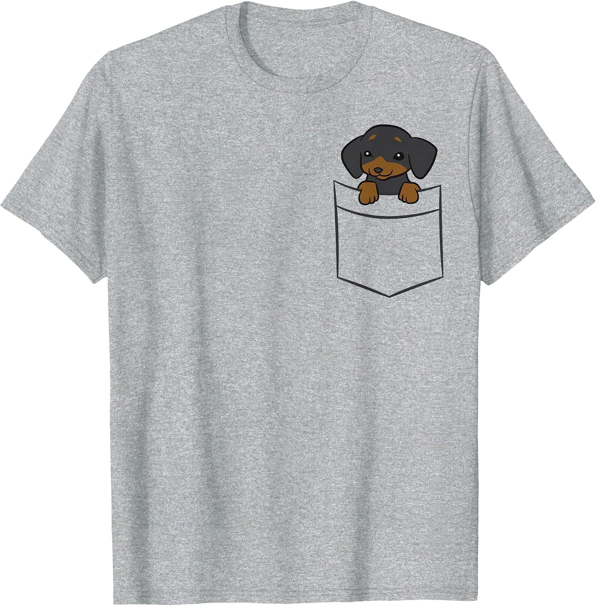 Dachshund Dog in Pocket Funny Dachshund T-Shirt - Heather Grey