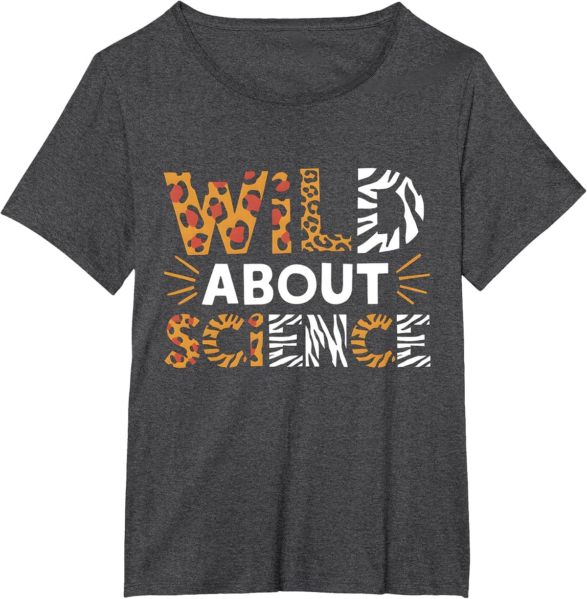 Wild About Science Teacher Animal Print Appreciation T-Shirt - Dark Heather Grey