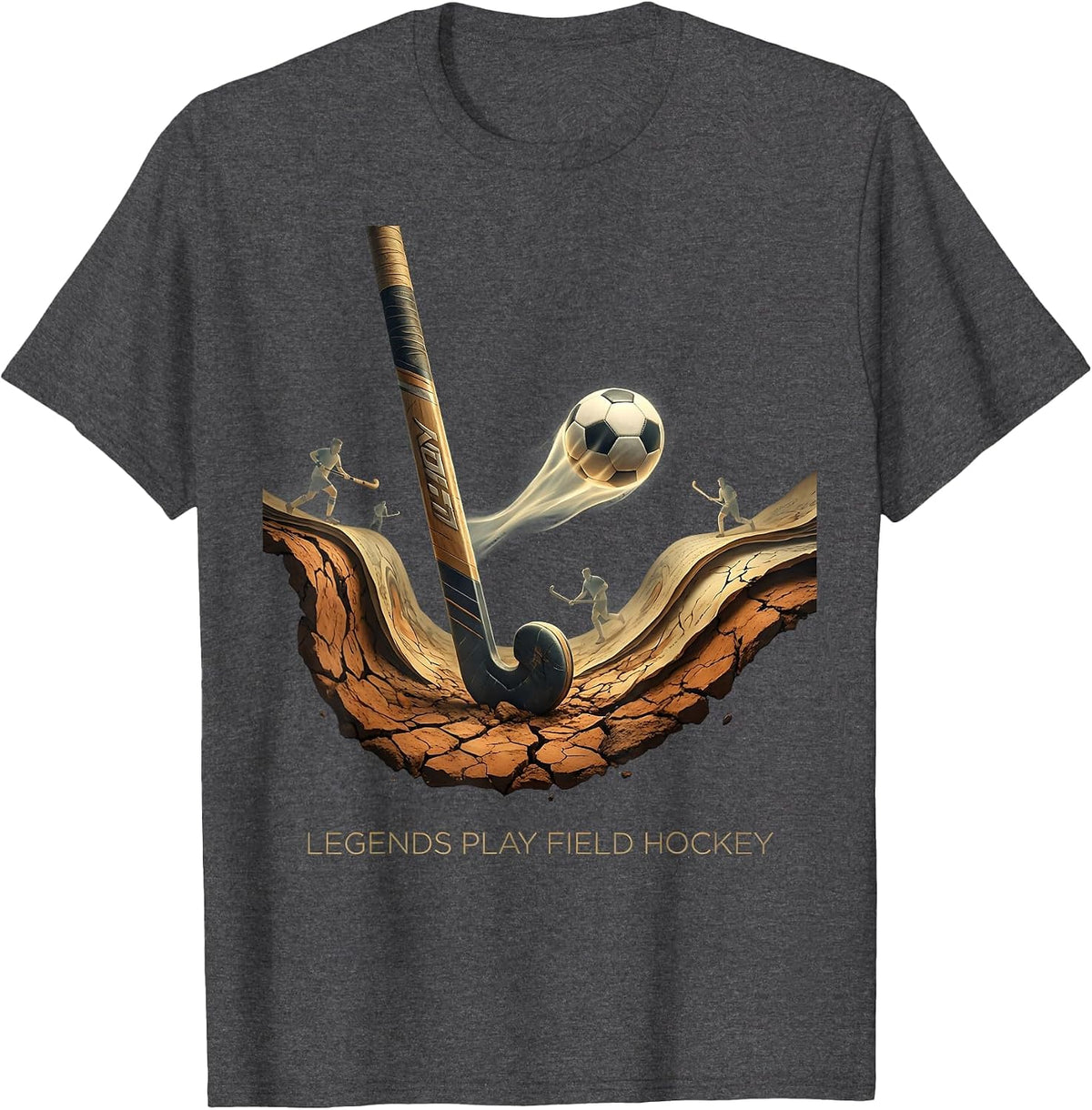 Legends Play Field Hockey Graphic Design T-Shirt - Dark Heather Grey