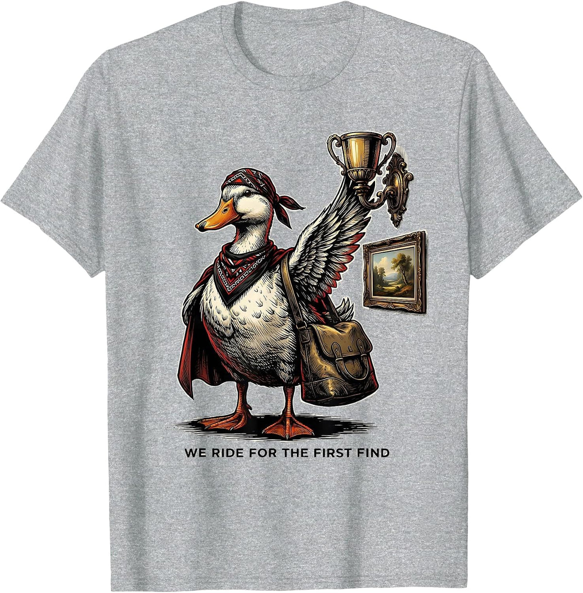 Men's We Ride For The First Find Funny Duck Thrifting Vintage T-Shirt - Heather Grey