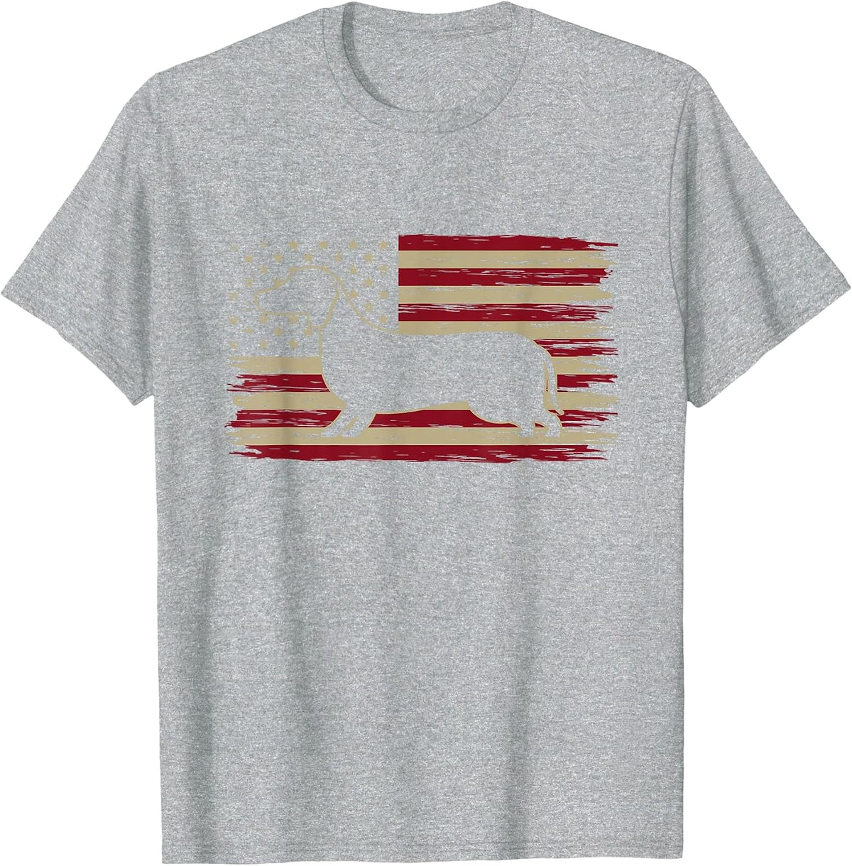 American Flag Dachshund Patriotic Dachshund Doxie Lover T-Shirt - Heather Grey