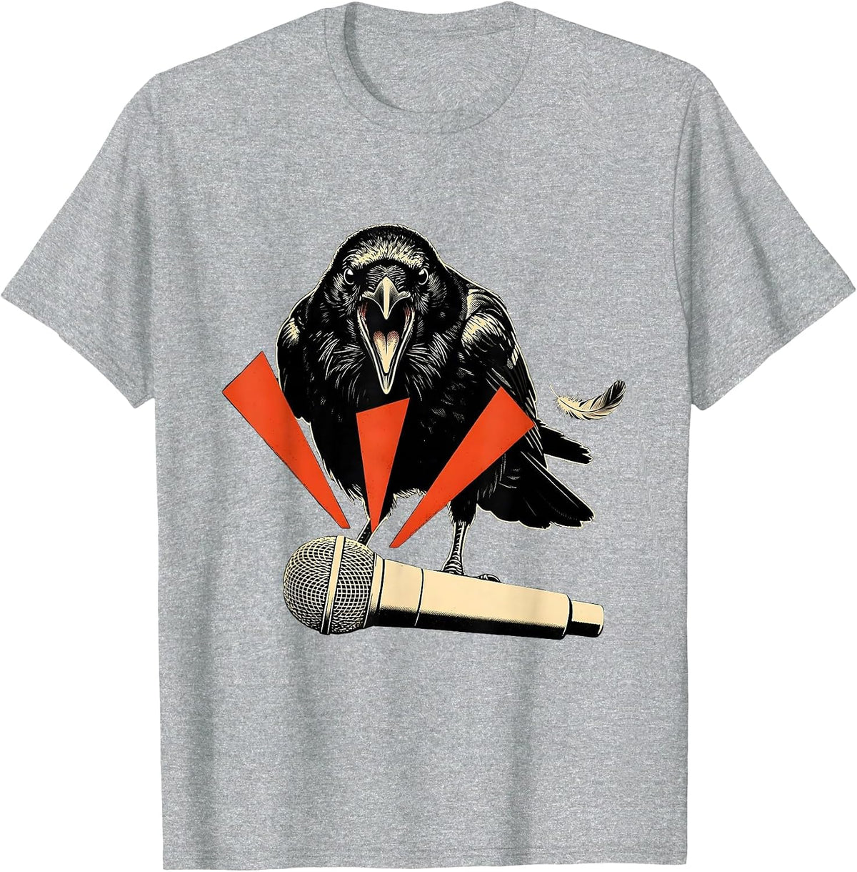 Men's Crow Over Mic F-Caw-F Dark Humor T-Shirt - Heather Grey