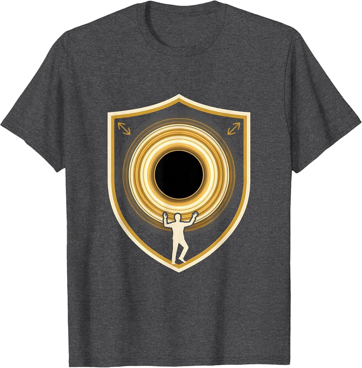 Men's Black Hole Crest Astrophysics Enthusiast Science Graphic T-Shirt - Dark Heather Grey