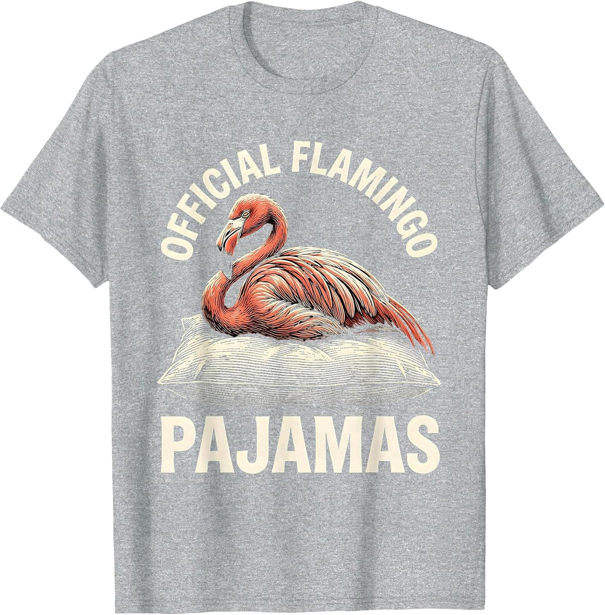 Men's Official Flamingo Pajamas Whimsical Animal Sleepshirt Cozy T-Shirt - Heather Grey