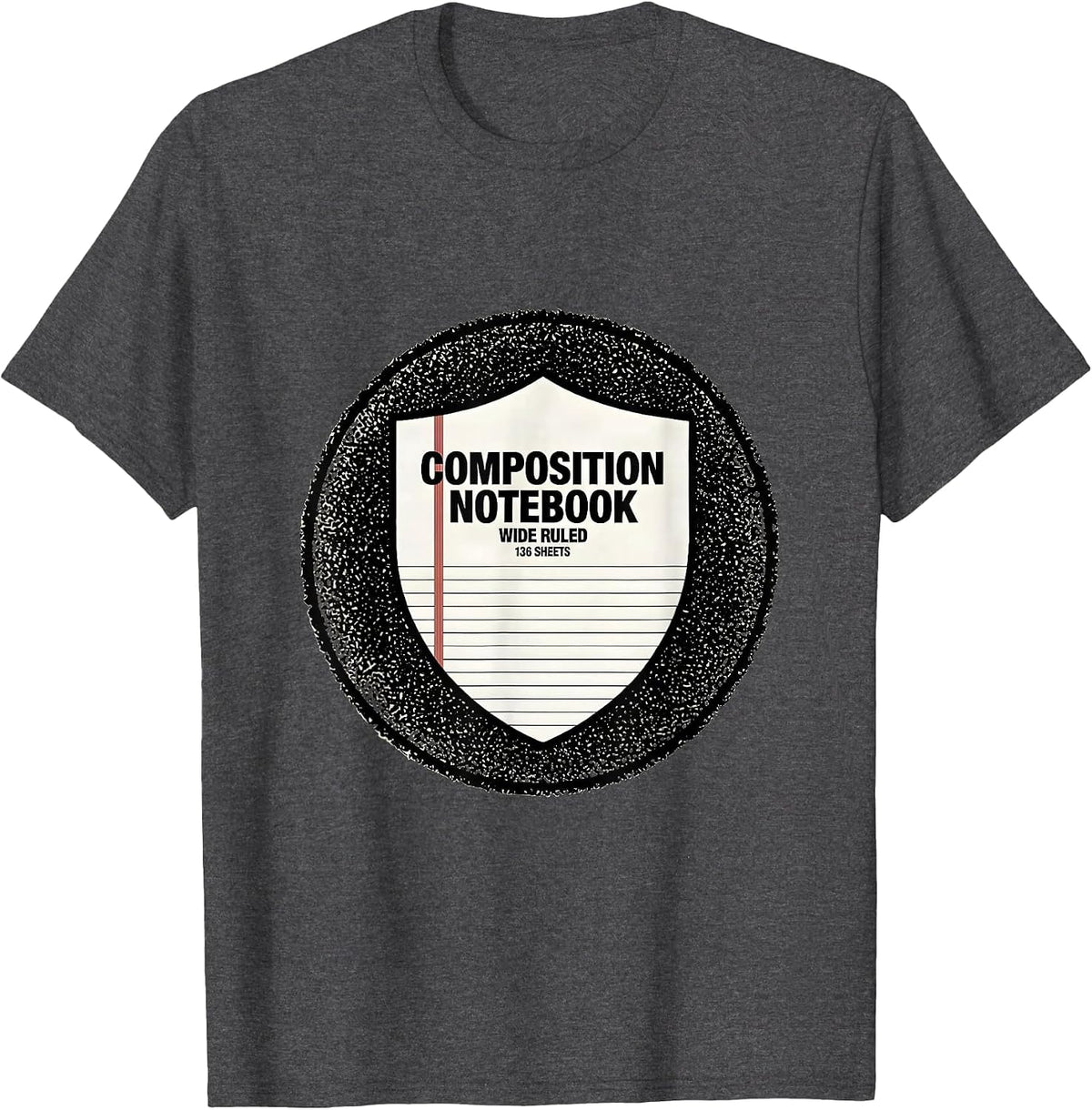 Composition Notebook Wide Ruled 136 Sheets Teacher T-Shirt - Dark Heather Grey