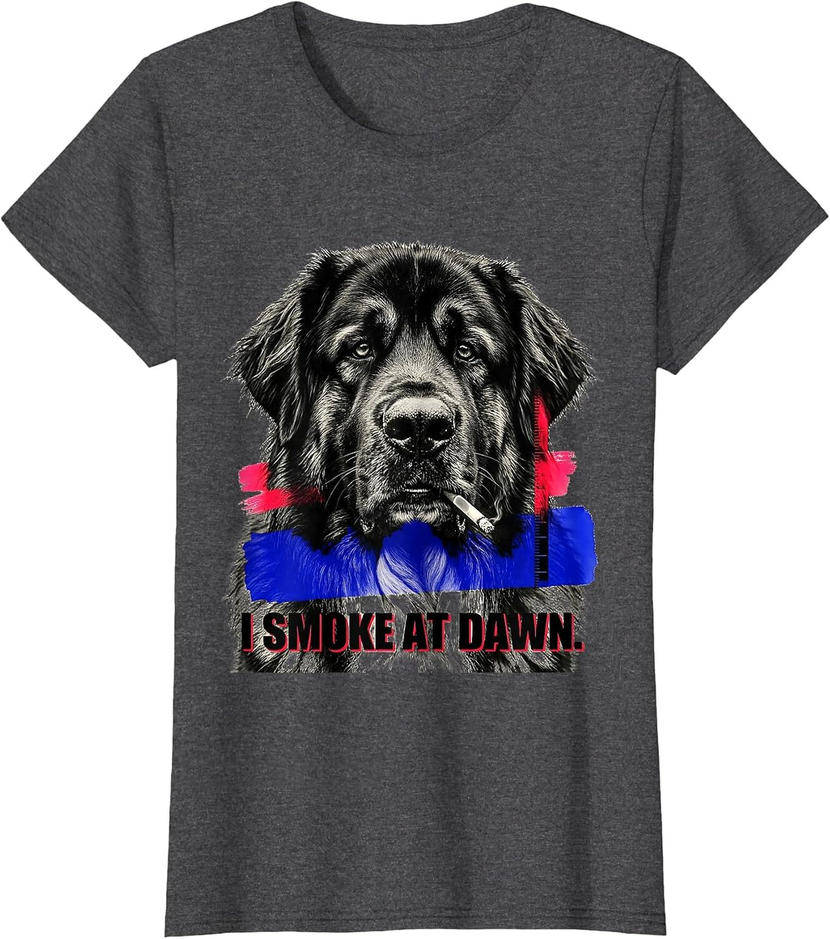 Women's I Smoke At Dawn Funny Great Pyrenees Dog Meme Humor T-Shirt - Dark Heather Grey