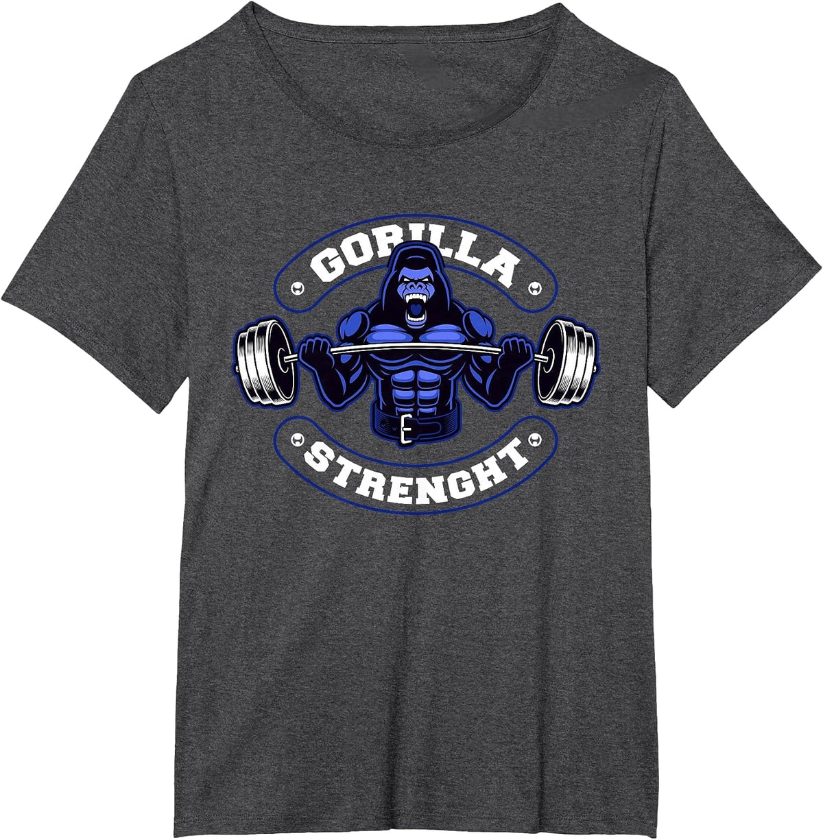 Gorilla Strength Workout Silver Back Monkey T-Shirt - Dark Heather Grey