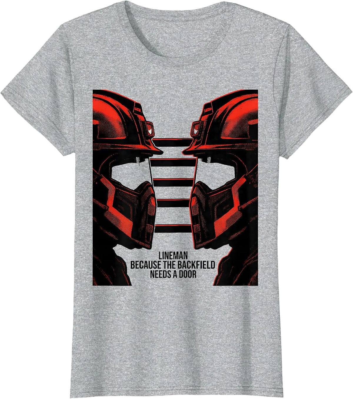 Women's Lineman Because The Backfield Needs A Door Football Lineman T-Shirt - Heather Grey