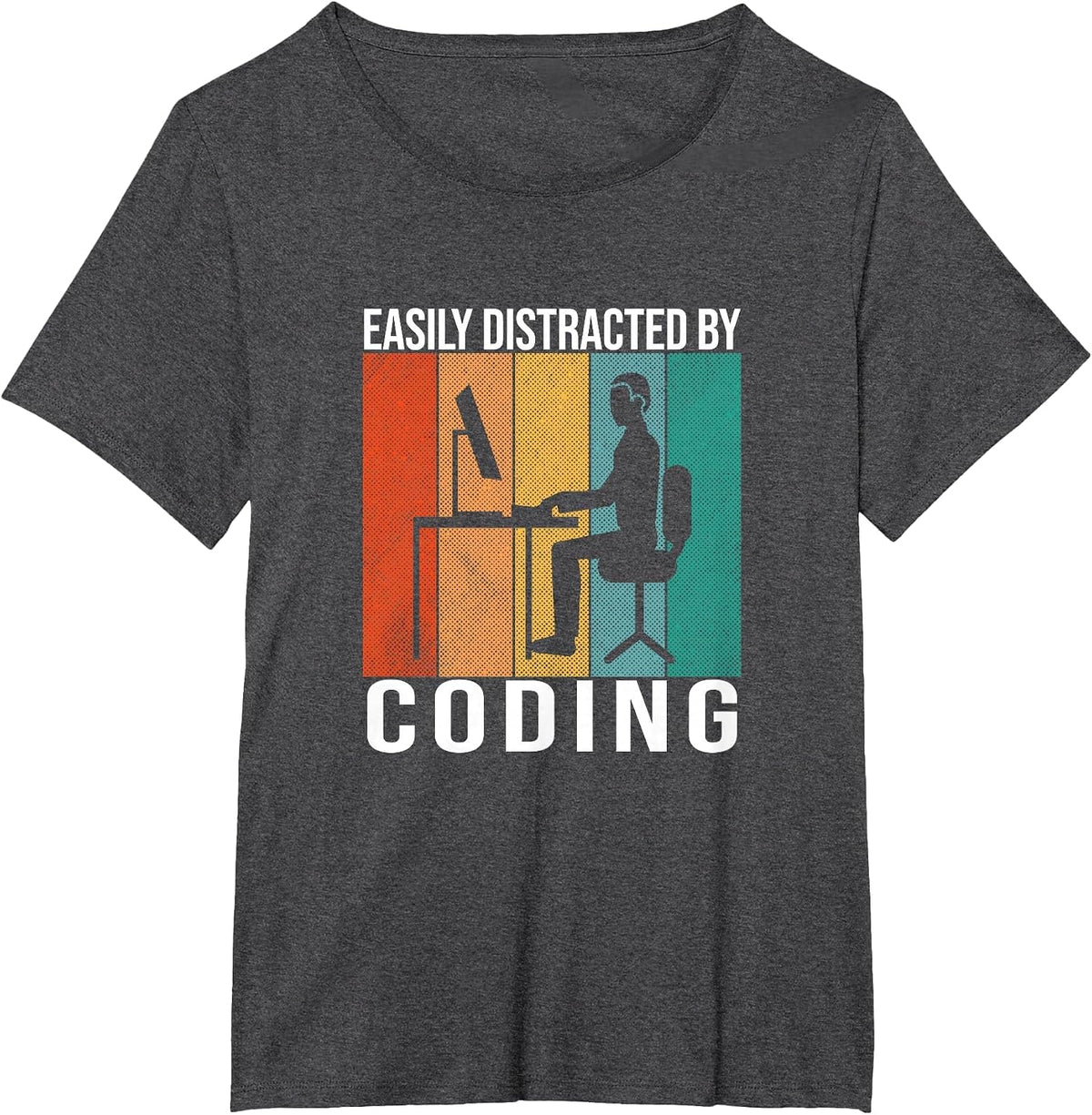 Coding Retro Code Vintage Programmer Developer Funny Coder T-Shirt - Dark Heather Grey