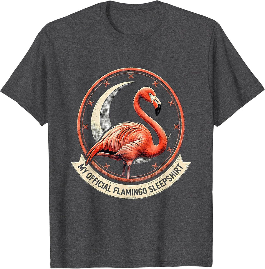 Men's My Official Flamingo Sleepshirt Cute Animal Lover Pajama T-Shirt - Dark Heather Grey